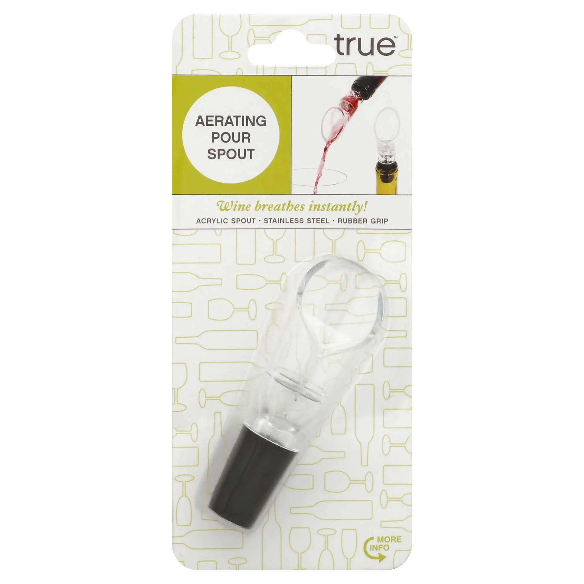 True Aerial Wine Aerator Pourer Spout - Aerating Pourers for Wine Bottles, Clear