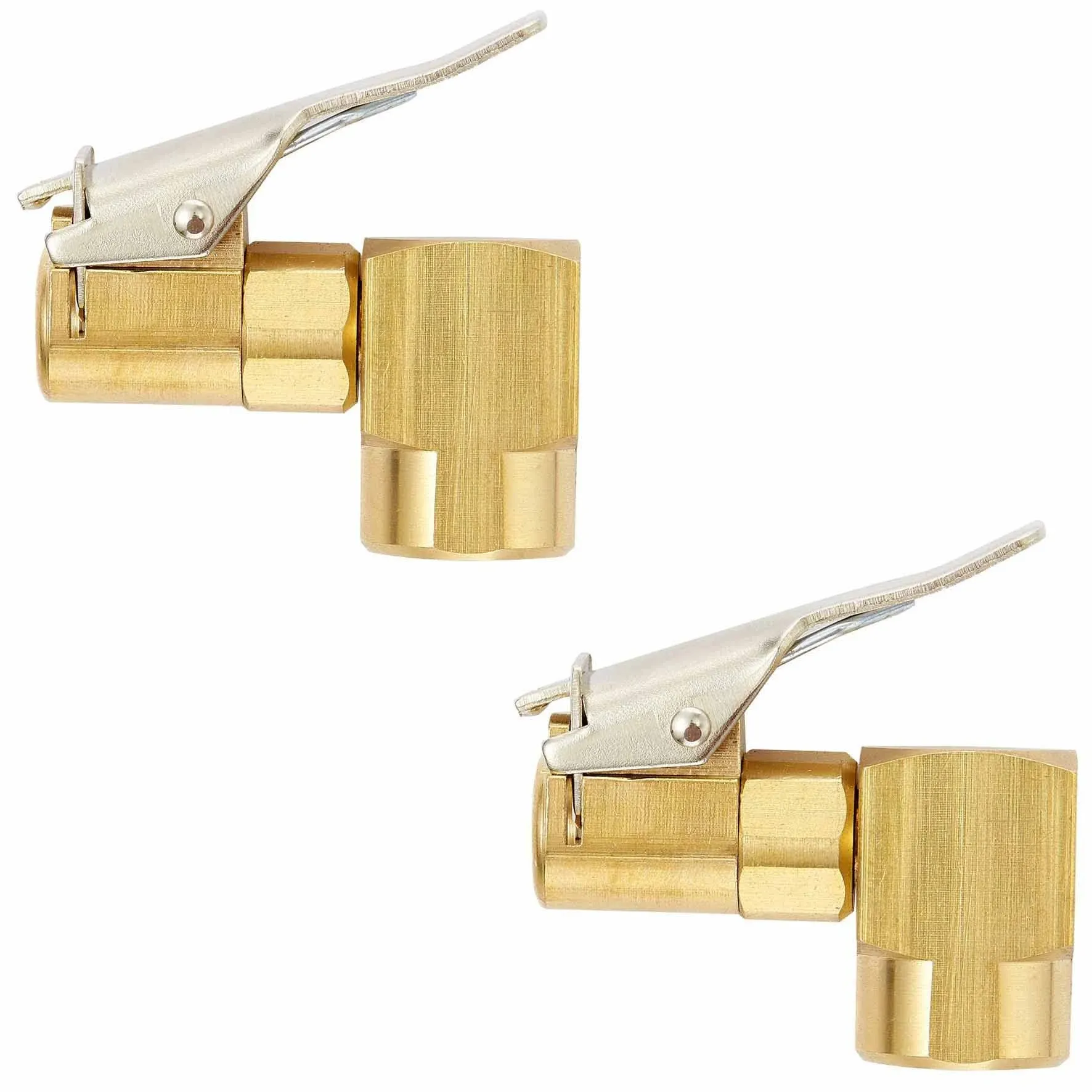 2PCS Heavy Duty Brass Air Chuck1/4&#034; Open Flow Right Angle Tire Inflator Lock-...