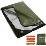 RedSwing Heavy Duty Survival Blanket, Waterproof Emergency Thermal Tarp, Multipurpose Reflective Insulated All Weather Blankets for Camping Hiking, Green