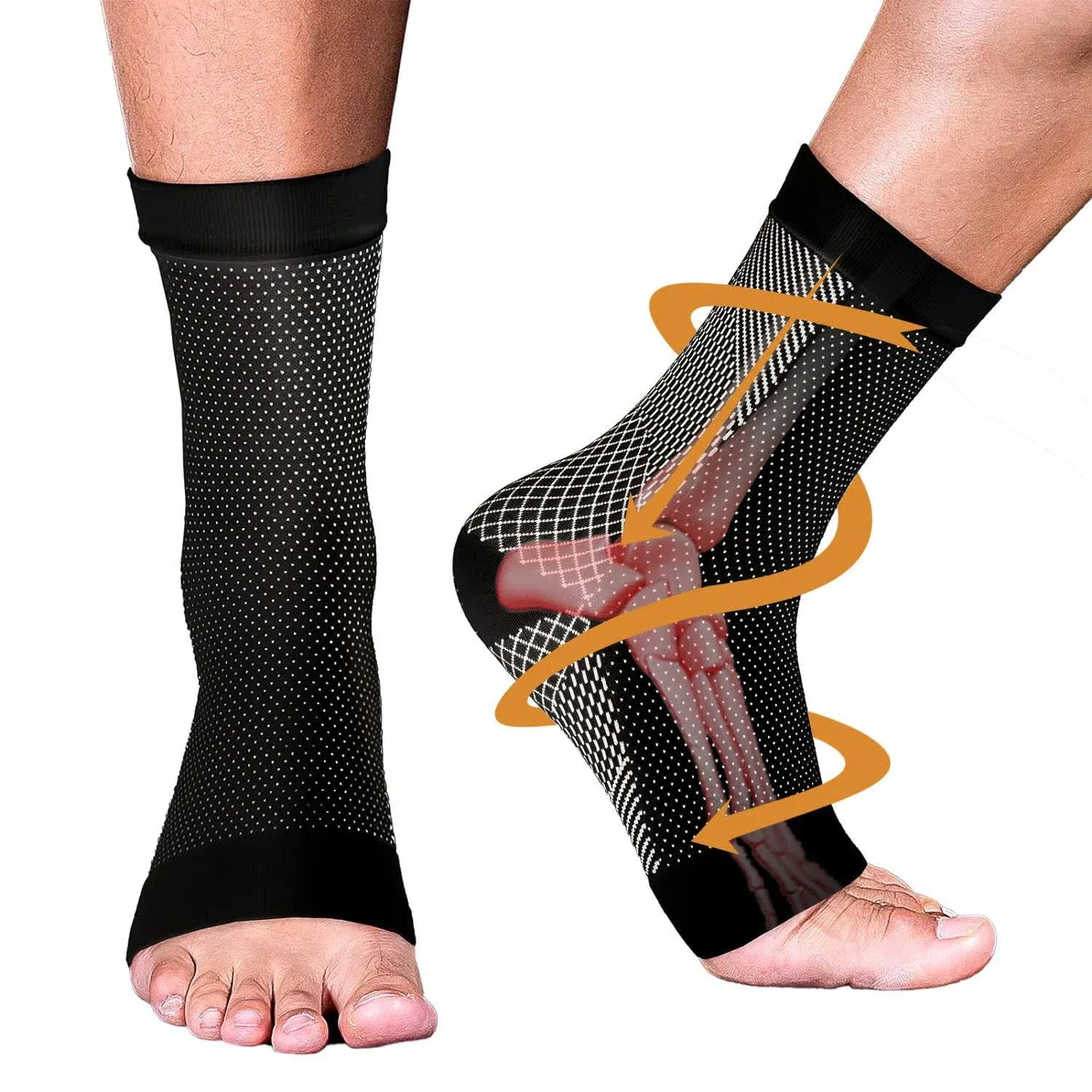 Neuropathy Socks for Women and Men, Soothe Compression Socks for Neuropathy Pain, Ankle Brace Plantar Fasciitis Socks for Relief of Foot Pain Swelling, Achilles Tendonitis (White,L/XL)