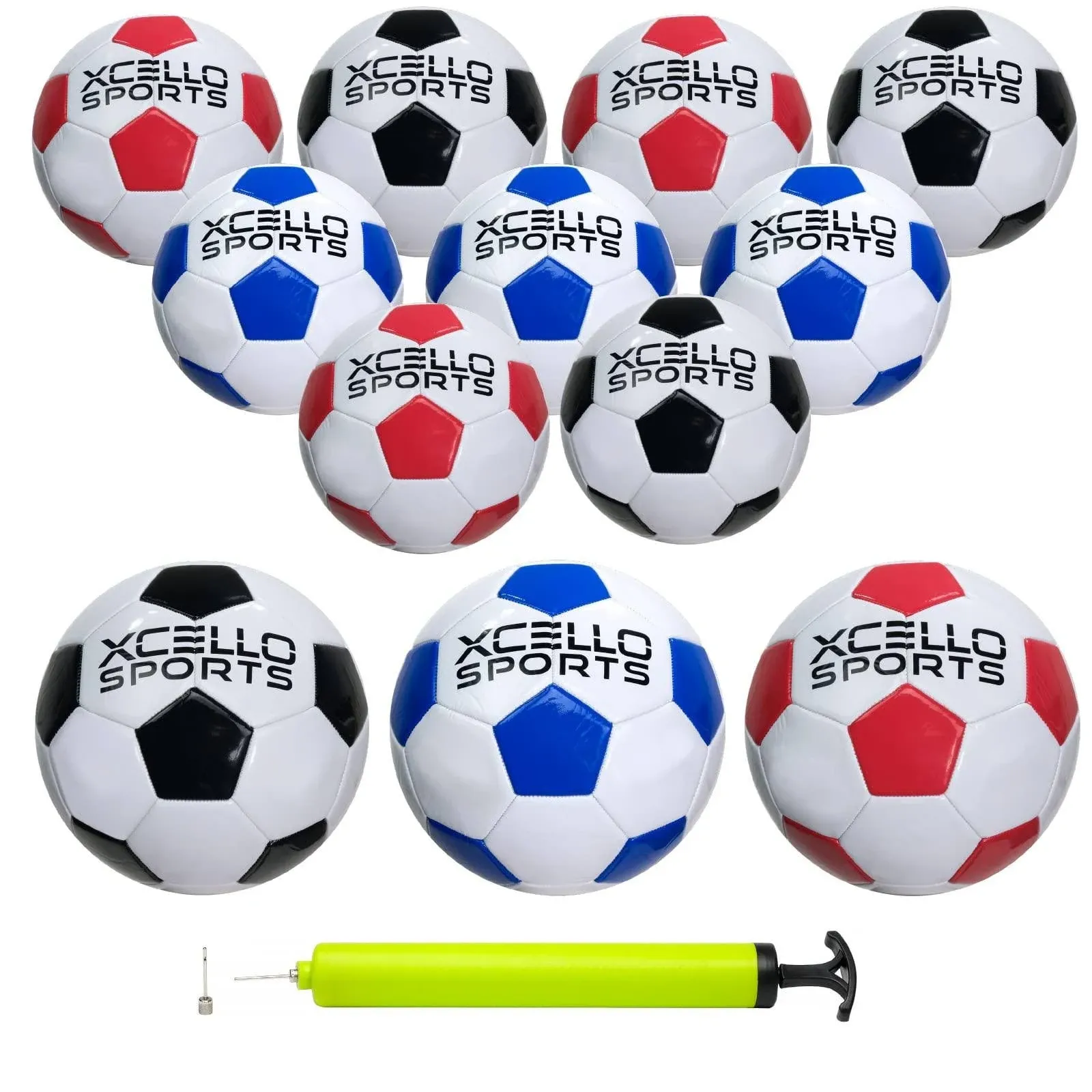 Soccer Ball Size 3 Assorted Graphics (Navy, Black, Red) with Pump (Pack of 12)