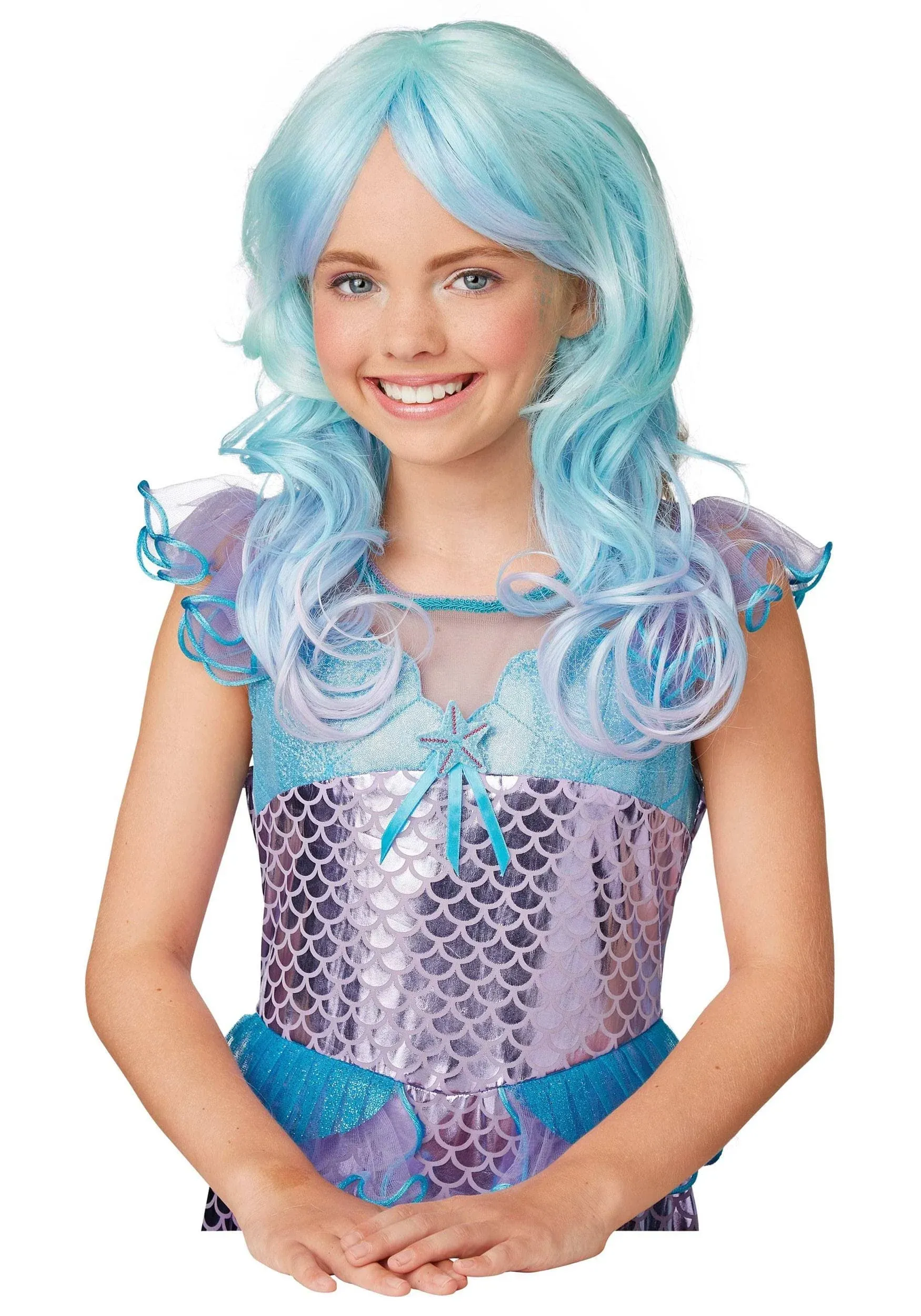 Fun Costumes Child Blue Mermaid Wig Standard