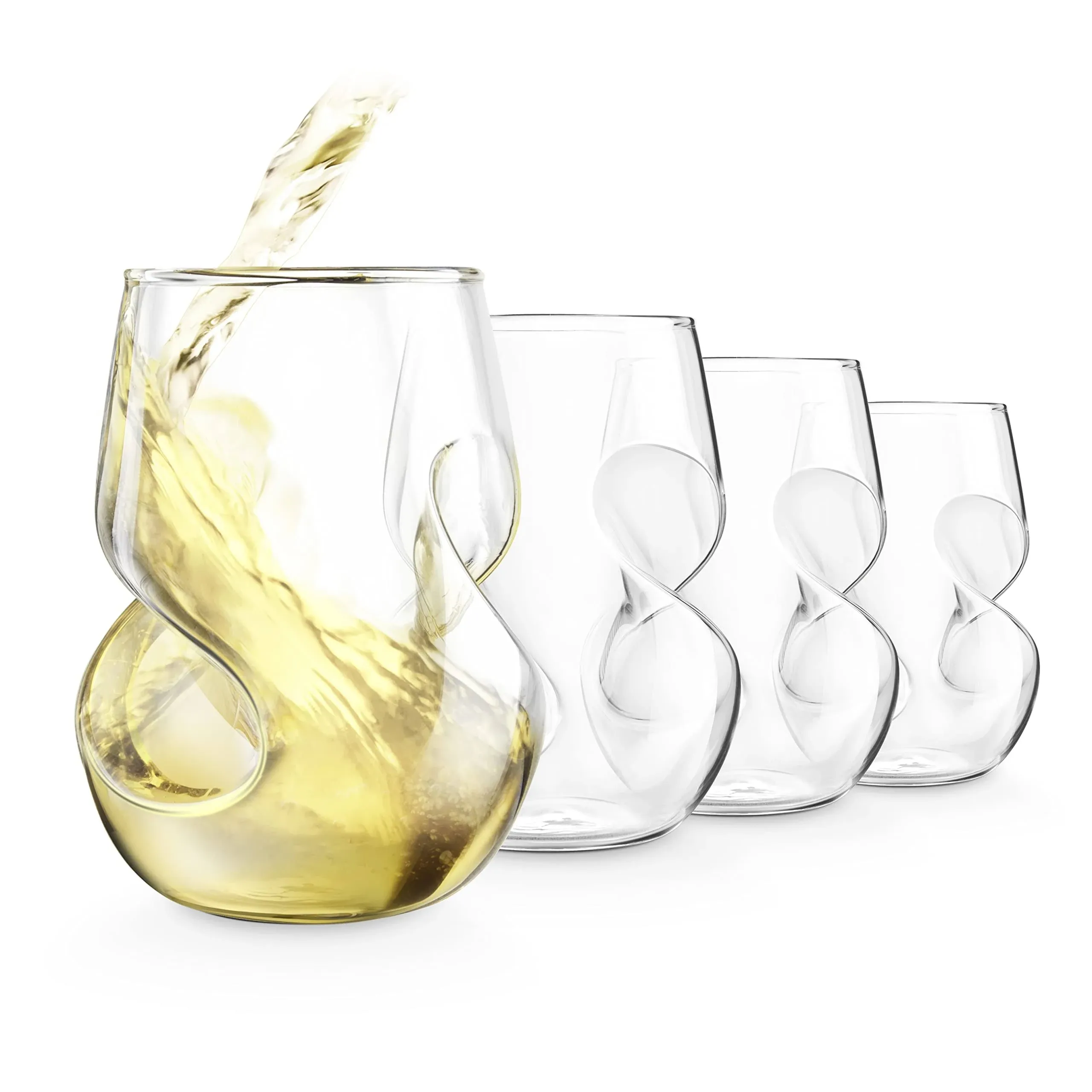 Final Touch Conundrum Vintage White Wine Aerating Stemless Glasses 9 Oz. Set 4