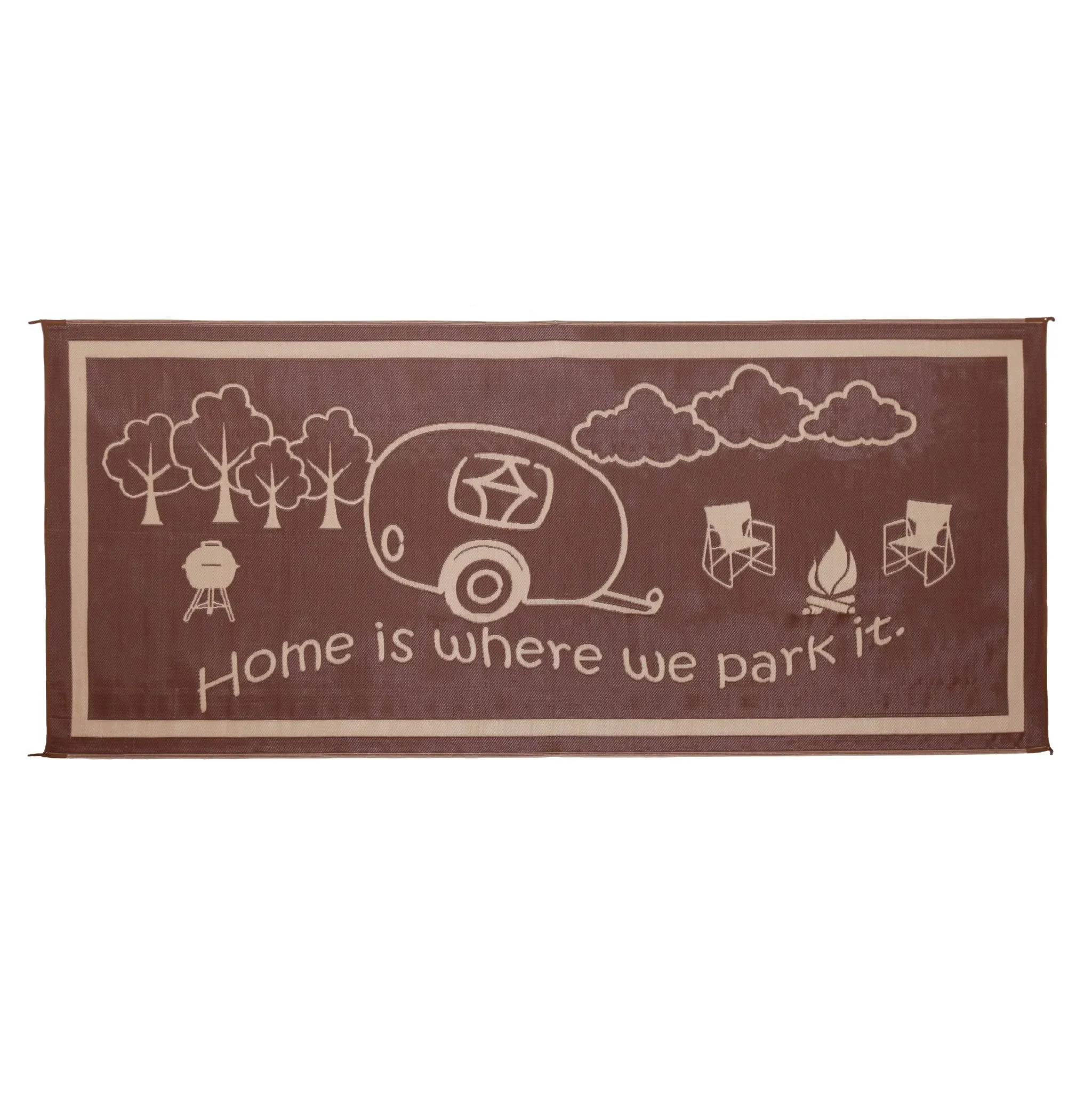 Ming's Mark RH8187 Reversible RV Home Mat - 8' x 18', Brown/Beige