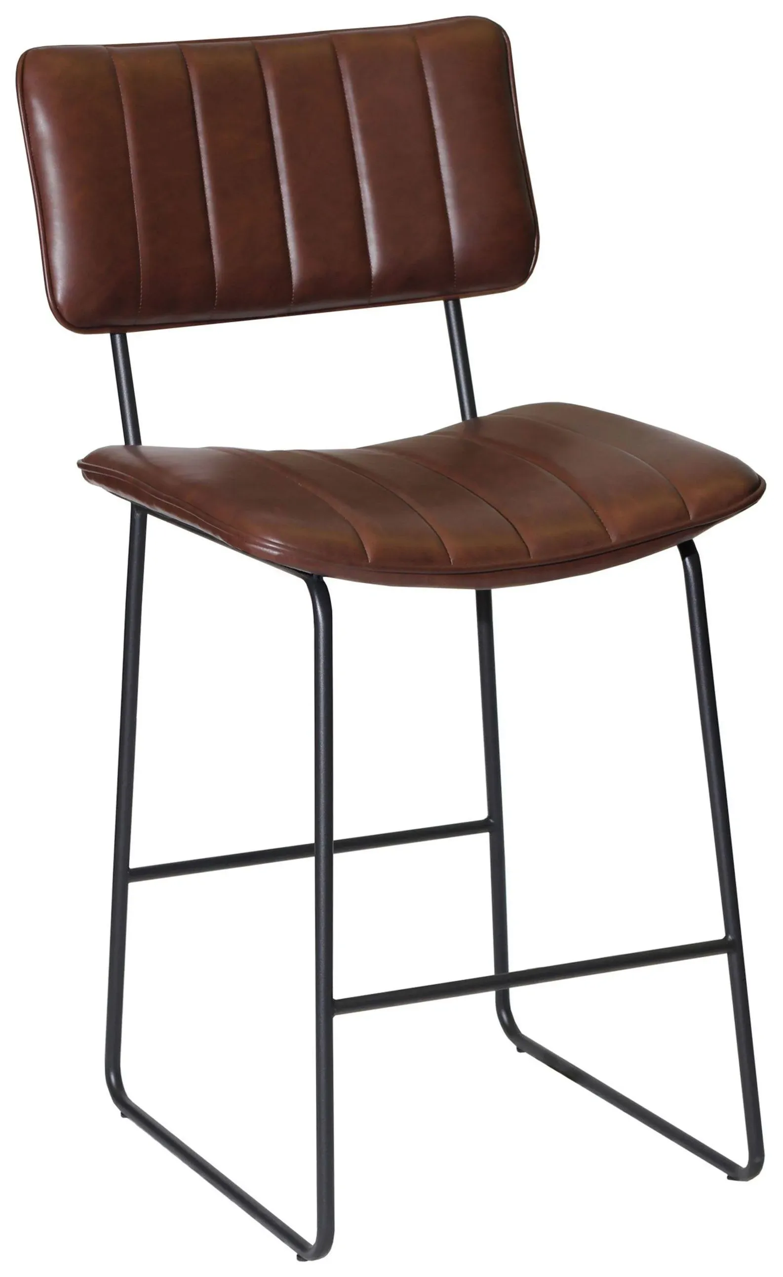 Tribeca Metal and Brown Faux Leather Commercial Grade Counter Stool