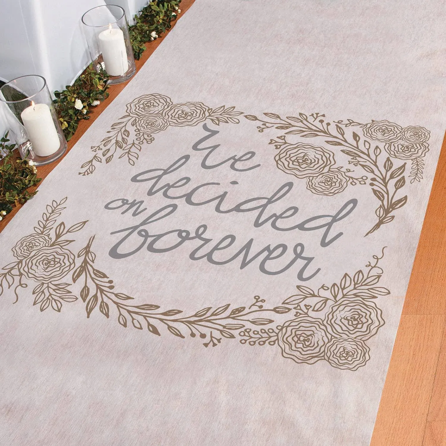 We Decided on Forever Wedding Aisle Runner - 100 feet long - Beautiful for Rustic and Farmhouse Themed Wedding Decor