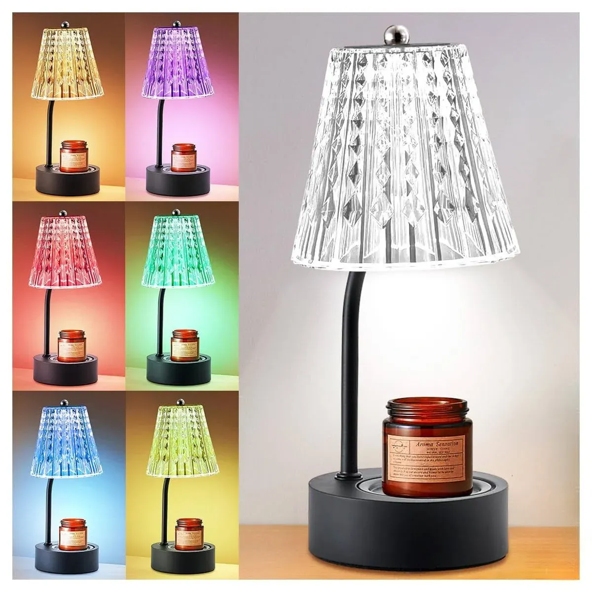 Crystal Candle Warmer Lamp, Electric Candle Lamp Warmer Wtih Timer, Gifts for Mo