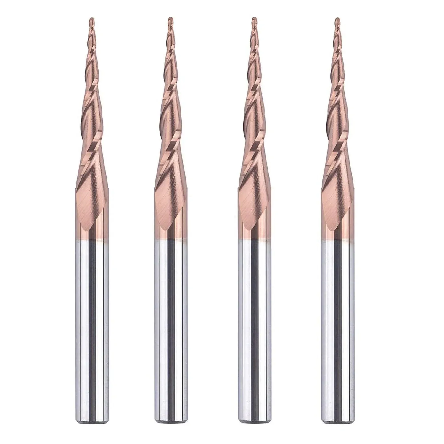 SpeTool Tapered Ball Nose End Mill 1/4" X 3" with 0.5mm Tip Diameter(0.25mm Radius) Ball Nose 5.26Deg for CNC Machine Engraving Carving Bits H-Si Coated