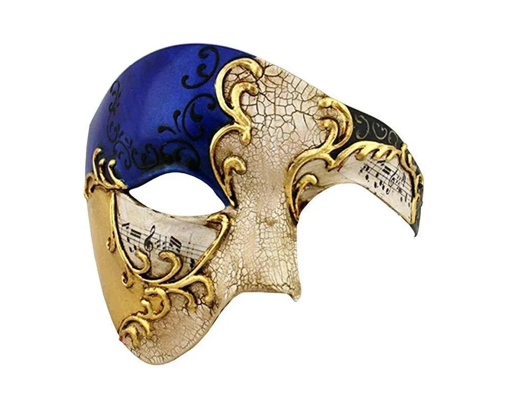 Masquerade Masks for Men Half Men Face Phantom of Opera Mask Blue Musical