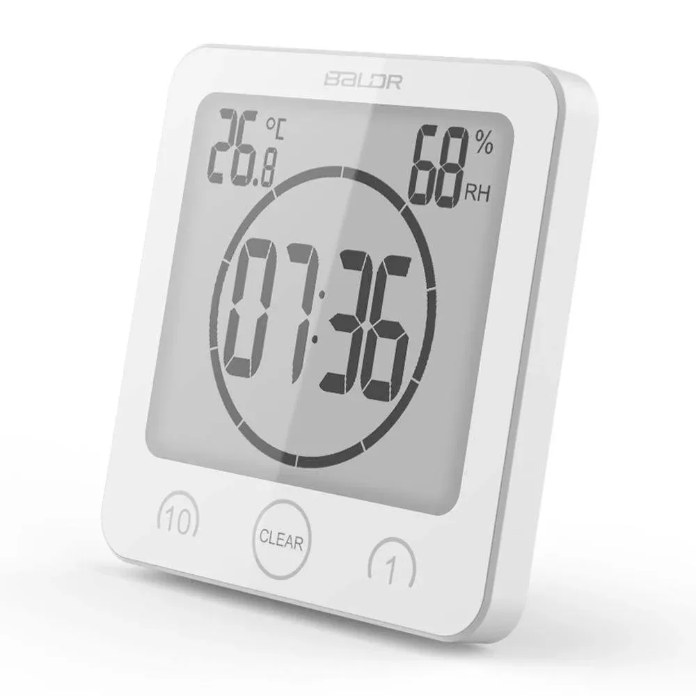 Baldr Bathroom LCD Waterproof Shower Clock with Timer