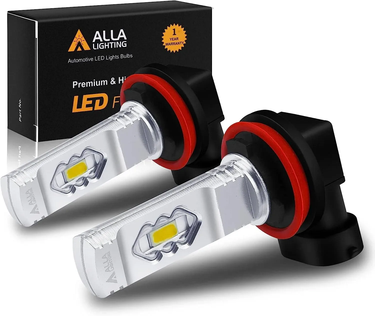 Alla Lighting 3800lm Xtreme Super Bright H11 H8 LED Fog Lights Bulbs 3000K Golden ...