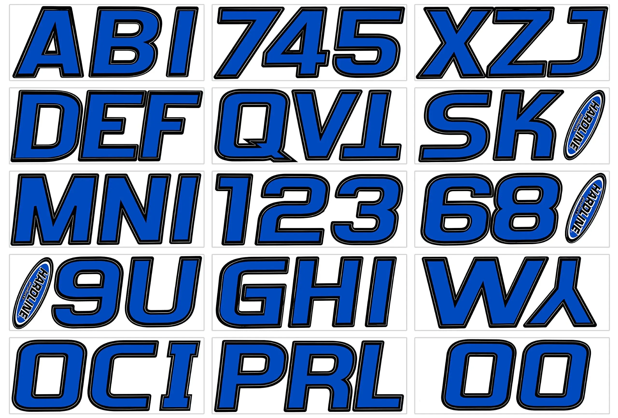 Hardline Products Series 700 Factory Matched 3-Inch Boat & PWC Registration Number Kit - Blue/Black - BLBLK700