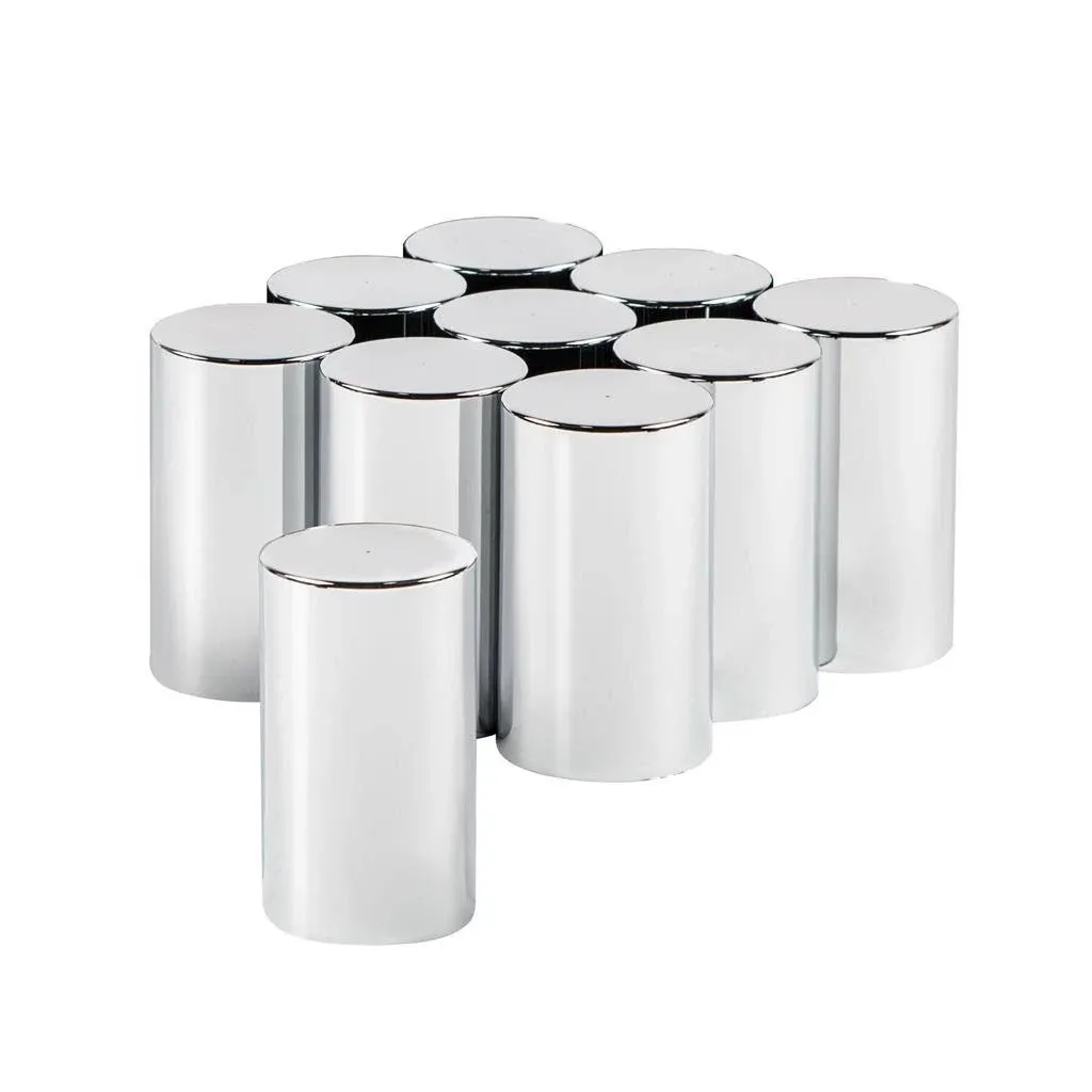 Dome Axle Cover Combo Kit With 33mm Cylinder Thread-On Nut Covers - Chrome