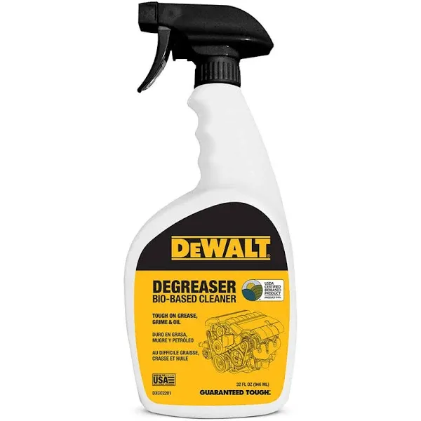 DEWALT sustainable, biodegradable, high performance degreaser, 32 oz spray bottle eco-friendly grease remover, non-caustic, non-corrosive