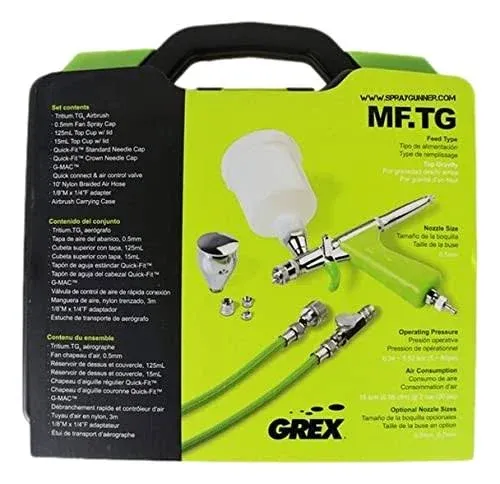 Grex MF.TG5 Micro Spray Gun Set - Tritium.TG5, Top Fed, 0.5mm Nozzle w/Fan Spray Cap