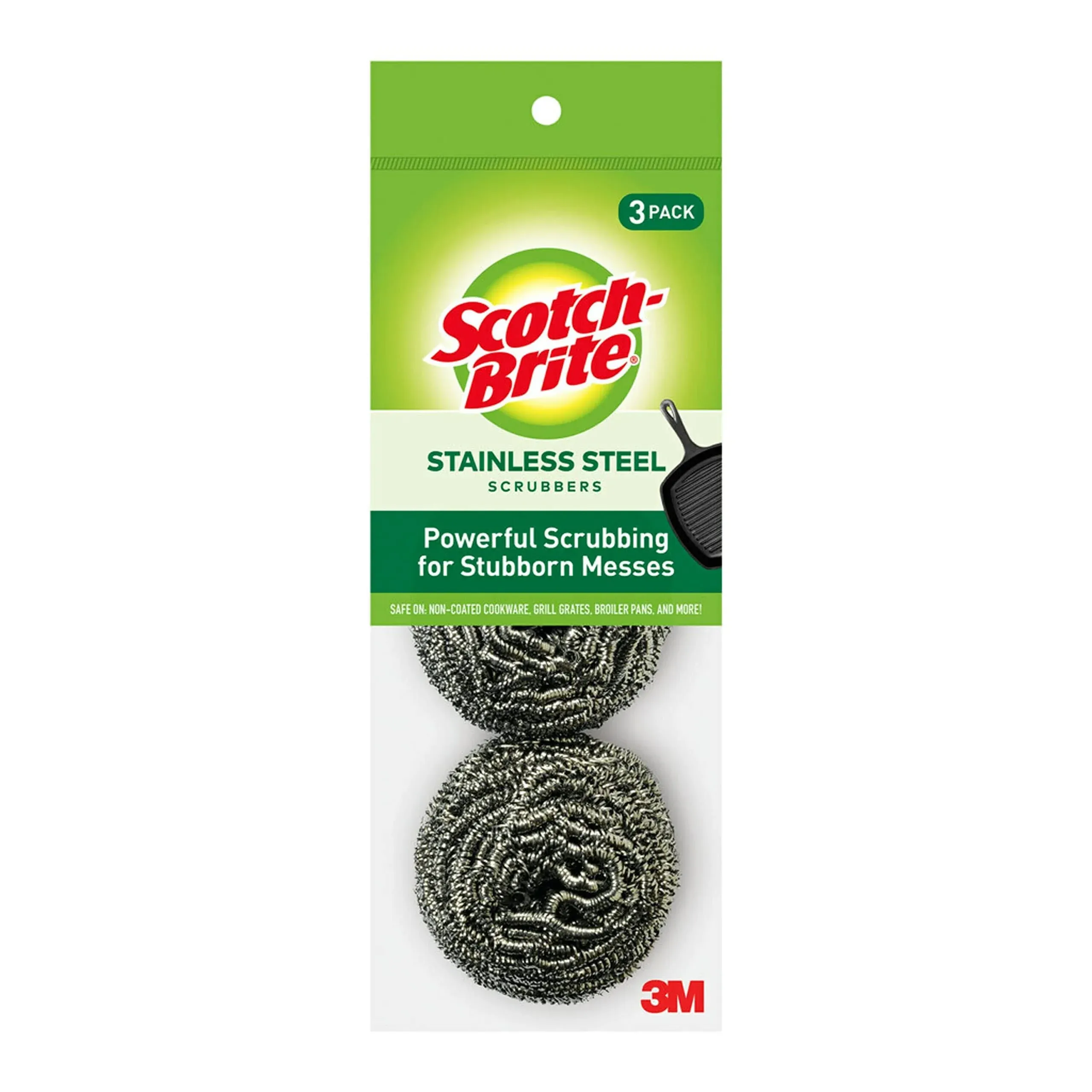 Scotch-brite Stainless Steel Scrubbing Pads, 3 Pack, Silver
