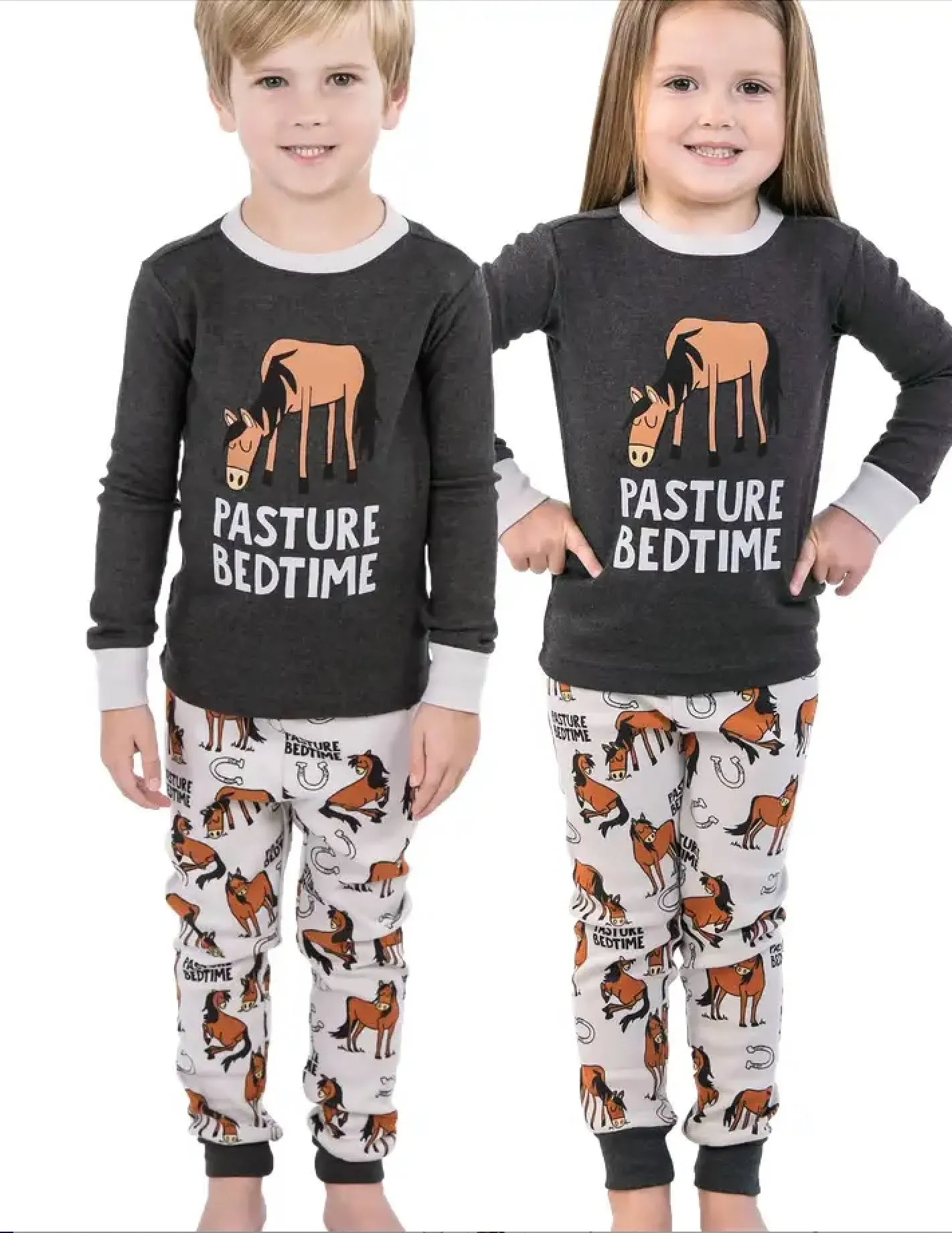 Lazy One Warm Long-Sleeve PJ Sets for Girls and Boys, Funny Kids' Pajama Sets, Cozy, Comfy