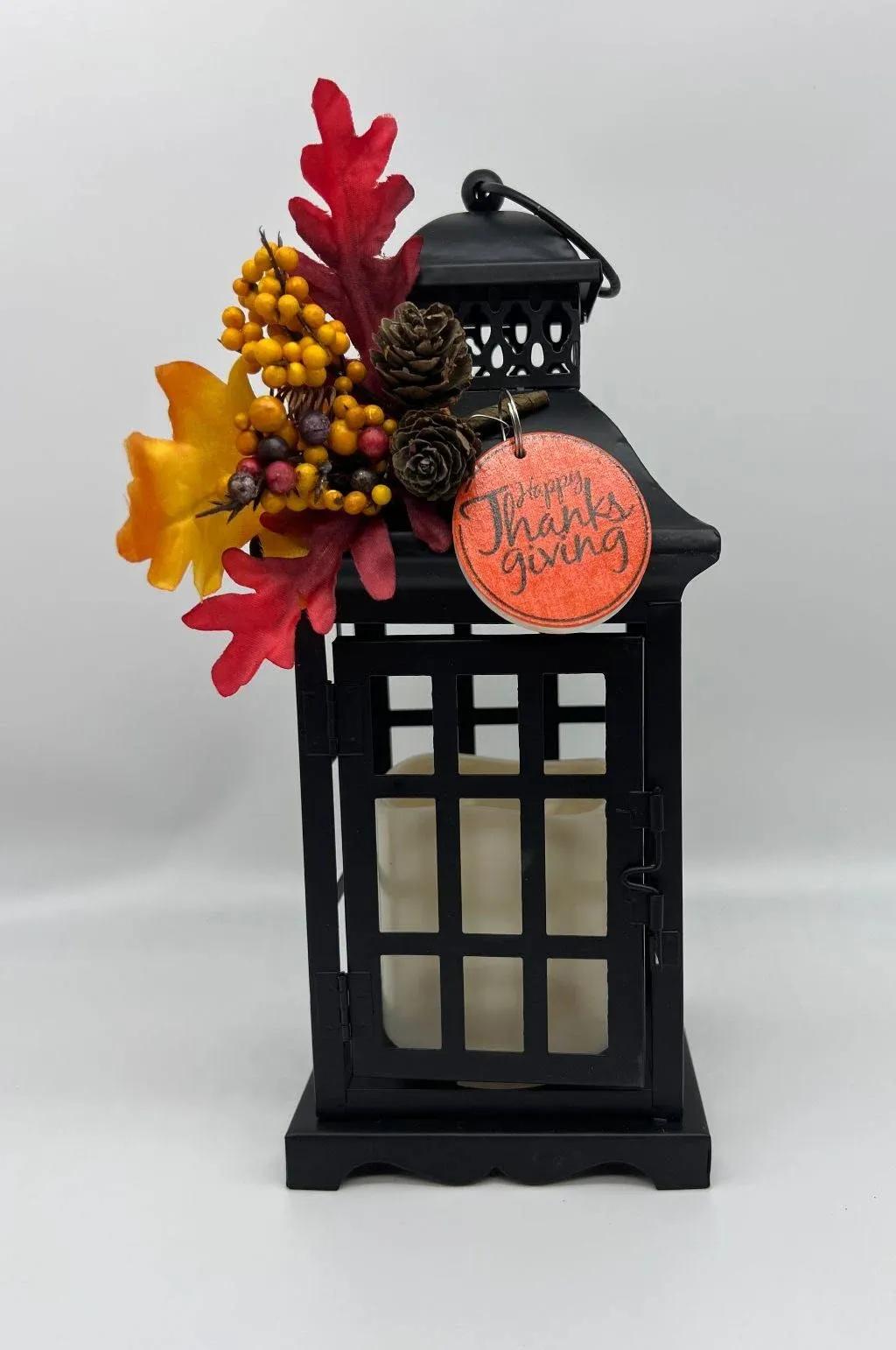 Gerson 2558240 Battery Operated Thanksgiving Lighted Metal Lanterns, 10.5-inch Height