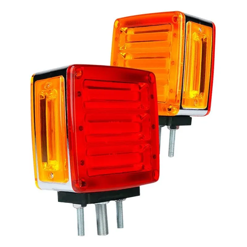 Xprite® TS-TRUCK-G1 - Pillar Series 4.45&quot; Dual Face Amber/Red Square Pedestal Mount LED Clearance Marker Lights