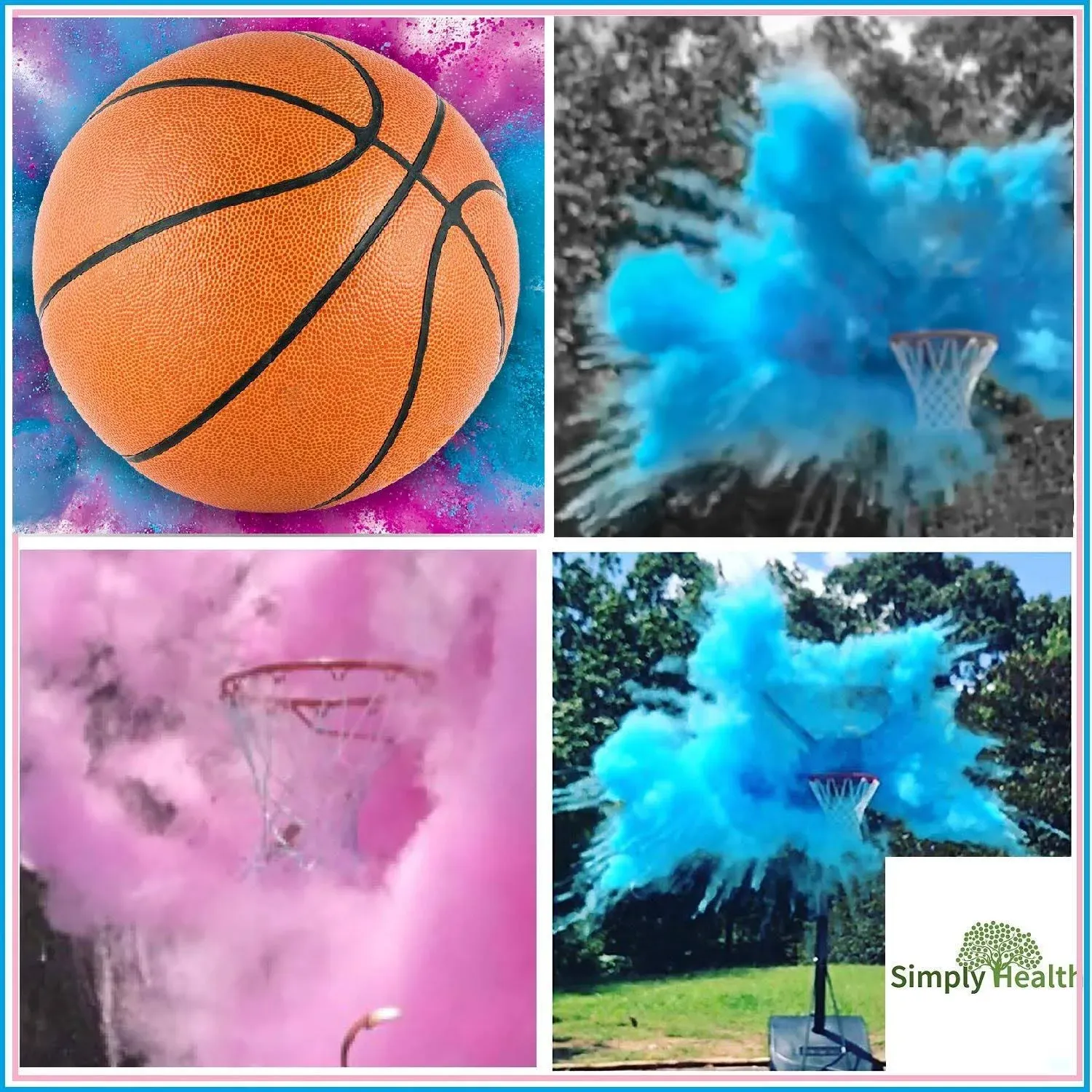 Gender Reveal Basketball Pink and Blue Powder Kit for Baby Boy Girl Party | Spill Proof | 1 Basketball Shell + 2 Color Packs | Non Transparent