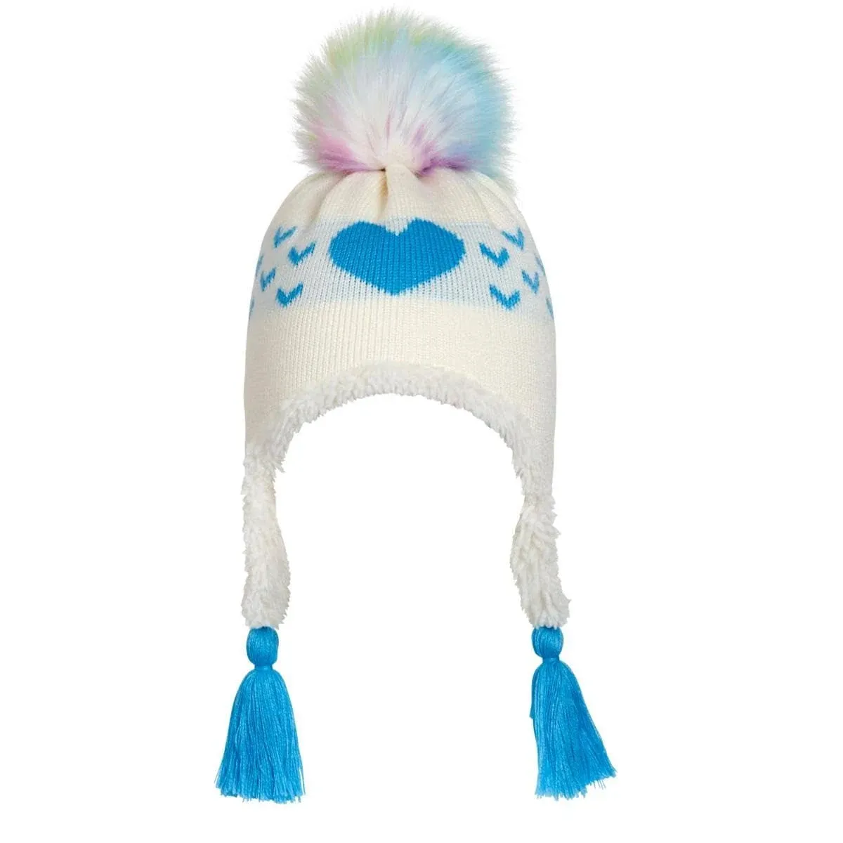 "Turtle Fur Girls' Sophie Faux Fur Pom Beanie - Turquoise - One Size Fits Most"