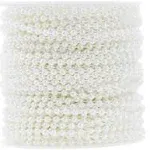 Mandala Crafts Faux White Pearl Beads Roll - 4mm Fake Pearls Chain Spool - 44 Yds Strand of Pearls String of Pearls Garlands for Christmas Tree Wedding Party Decoration