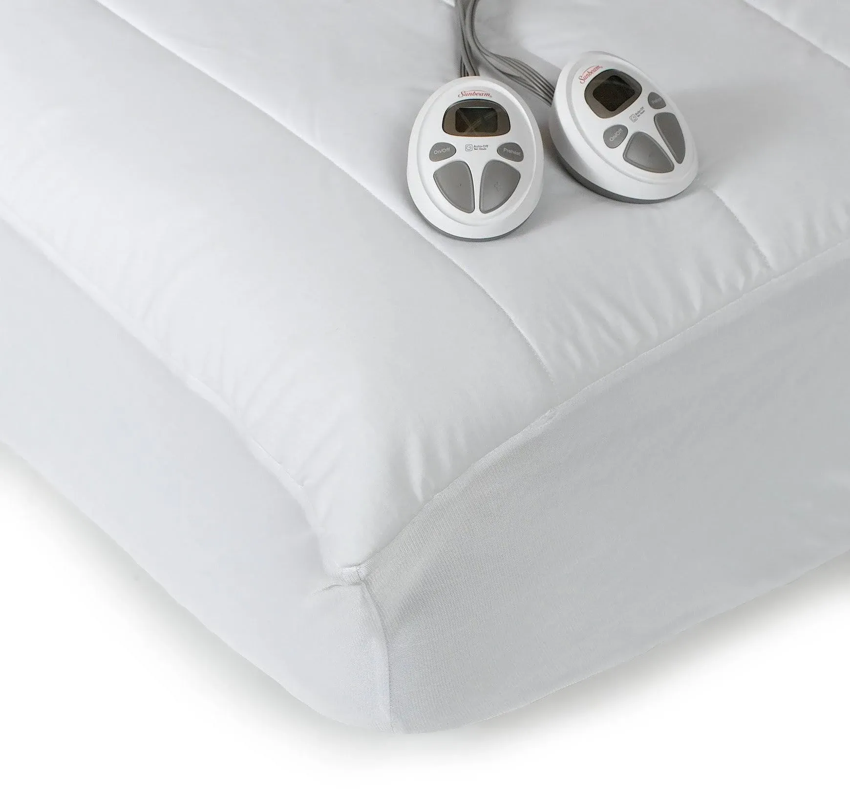 Sunbeam Imperial King Heated Mattress Pad, 140-Thread-Count Poly/Cotton, White