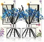 cocodor Preserved Real Flower Reed Diffuser/Pure Cotton / 6.7oz(200ml) / 2 Pack/Reed Diffuser Set, Oil Diffuser & Reed Diffuser Sticks, Home Decor &