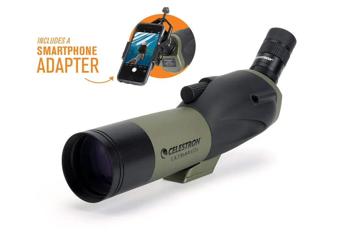 Celestron Ultima 18-55x65mm Spotting Scope w/ Smartphone Adapter 52348, Scope Body Type: Angled, 27% Off
 
w/ Free Shipping