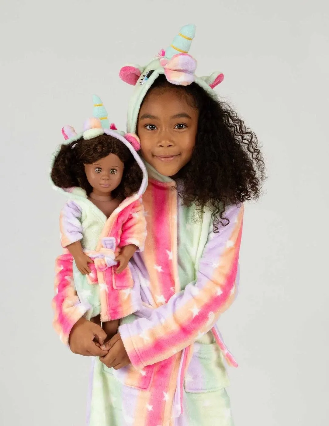 Leveret Girl and Doll Fleece Hooded Robes