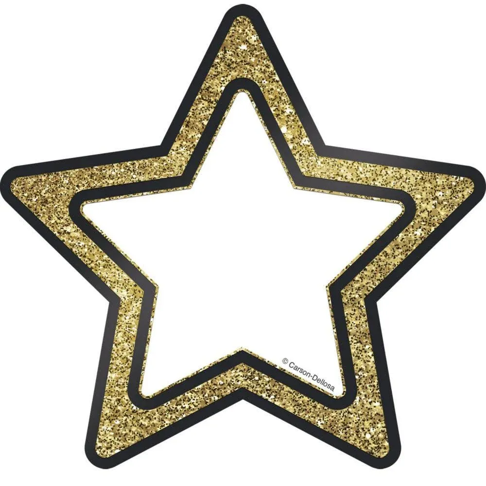 Carson Dellosa – Gold Glitter Stars Colorful Cut-Outs, Classroom Décor, 36 Pieces