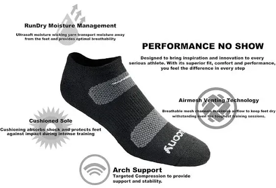 Saucony Men's Multi-pack Firework Ventilating Performance Comfort No-show Socks