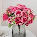 ASTRYAS Artificial Flowers Pink Artificial Fake Peony Flower Silk Peonies Fau...