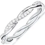 PAVOI 14K Gold Plated Cubic Zirconia Twisted Rope Eternity Band for Women