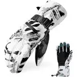 HOIHOO Ski Gloves, Waterproof Snow Gloves -30°F Winter Gloves for Cold Weather Touchscreen Snowboard Gloves Warm for Men Women (White, Medium)