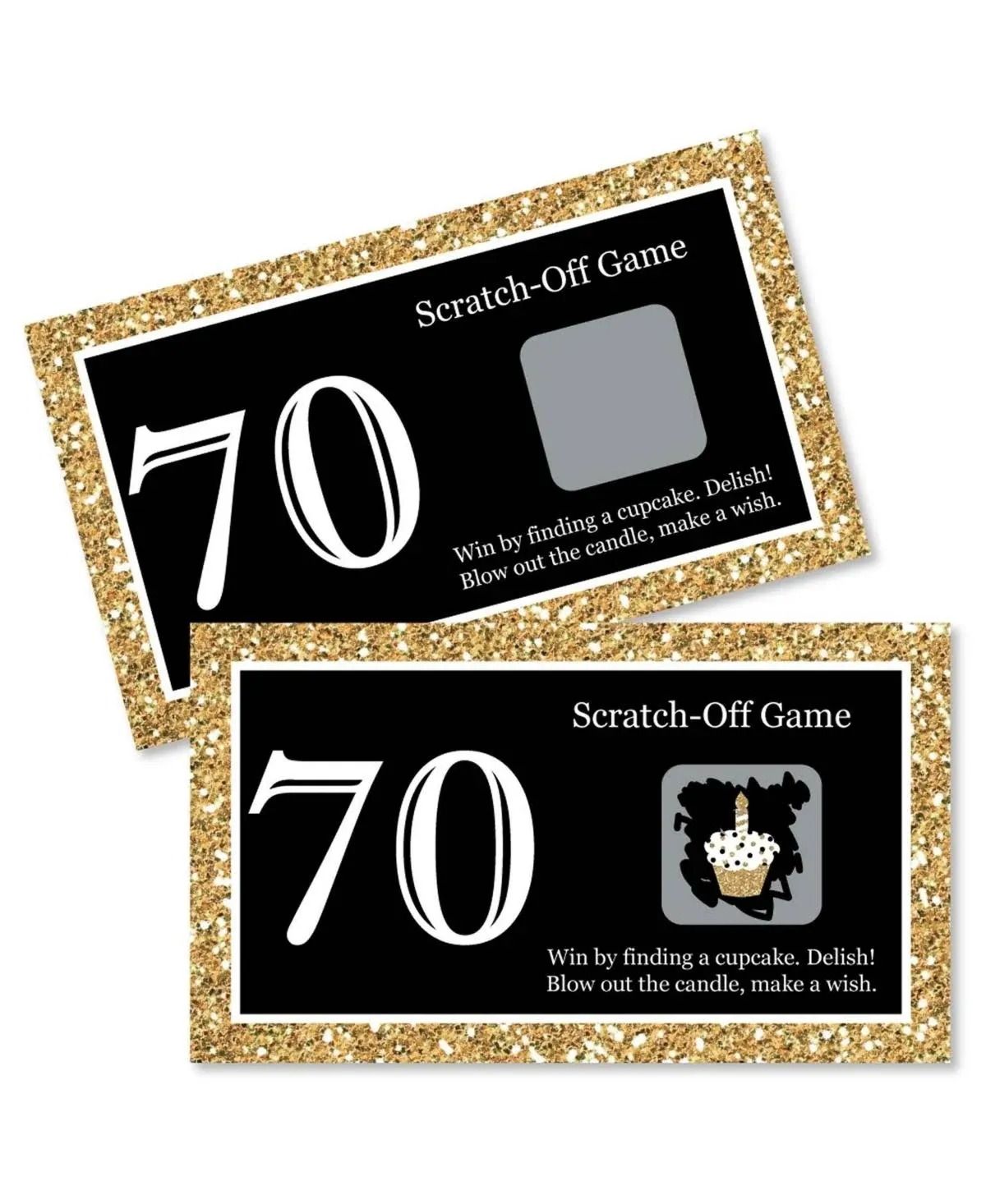 70th Birthday Party Scratch Off Game - Adult 70th Birthday - Gold - Seventieth Birthday Party Game Cards - Set of 22