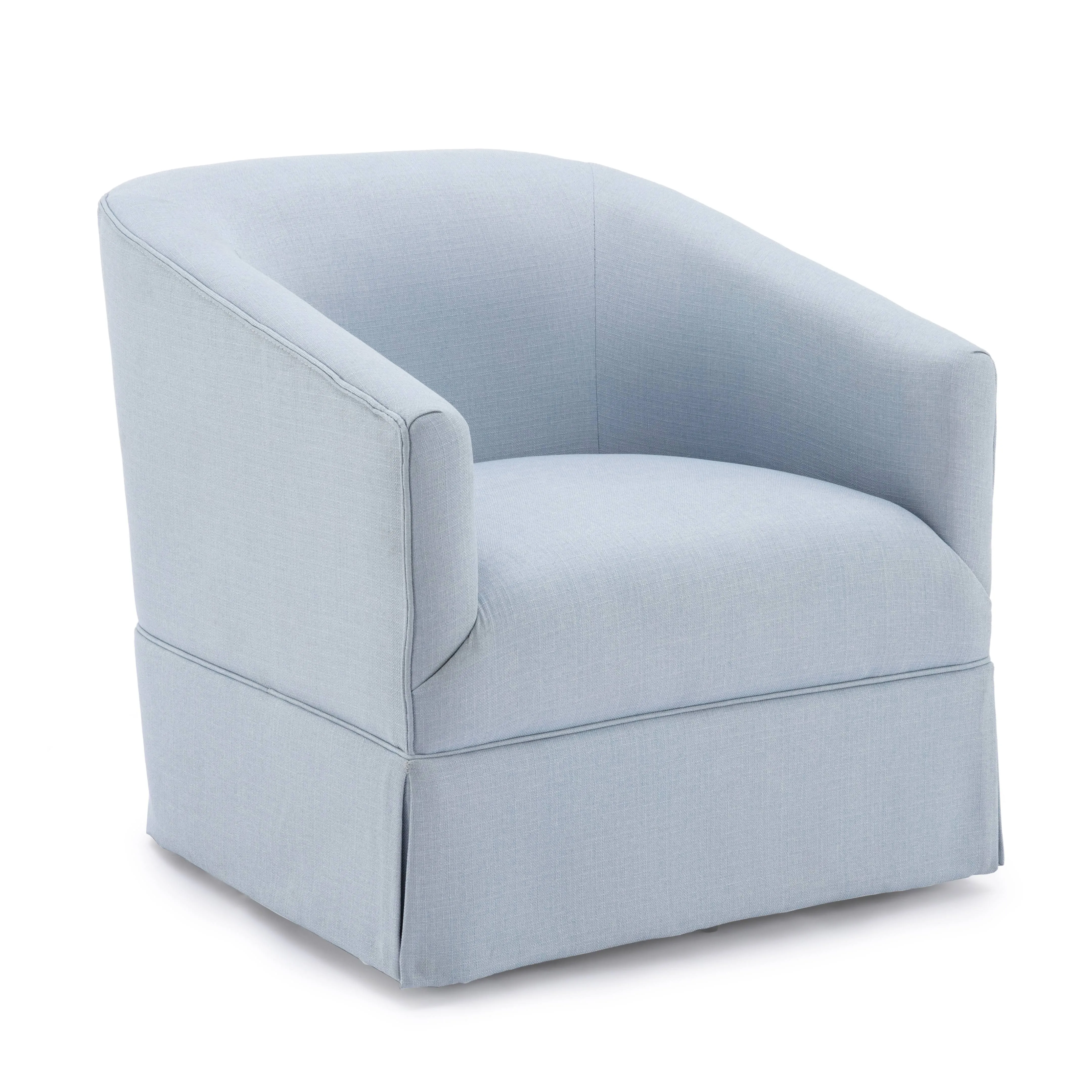 Elm Sky Blue Skirted Swivel Chair