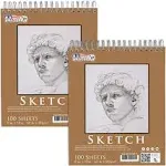 U.S. Art Supply 8" x 10" Top Spiral Bound Sketch Book Pad, Pack of 2, 