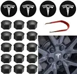 ThinSGO Tesla Model 3 Y S X Wheel Cap Kit 4 Hub Center Cap + 20 Lug Nut Cover (White)