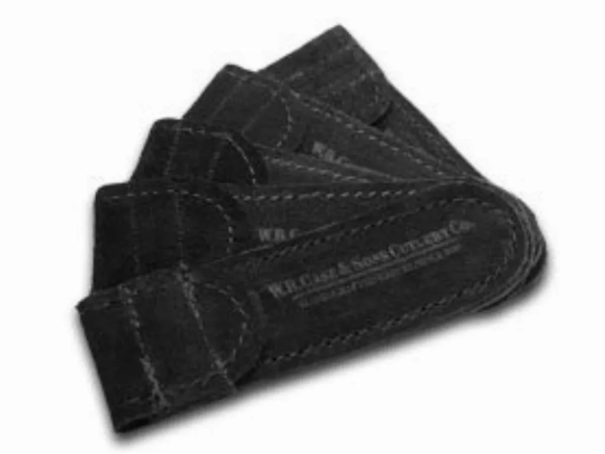 CASE XX 5-Pack Medium Black Suede Leather Pouches for Pocket Knives