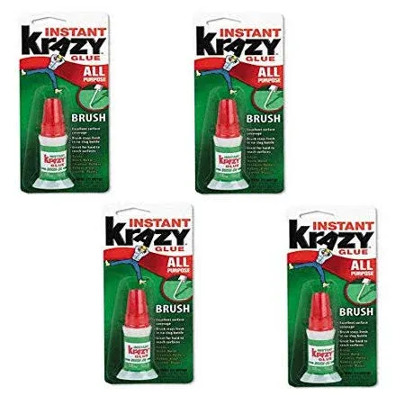 Krazy Glue KG92548R Brush-On Glue, 5 g Tube (Pack of 4)