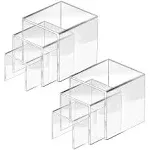 Clear Acrylic Riser Display Stand, Acrylic Display Riser Stand Shelf for Pops Figures, Jewelry, Candy, Cupcake, Dessert, 2 Sets - 3x4x5in