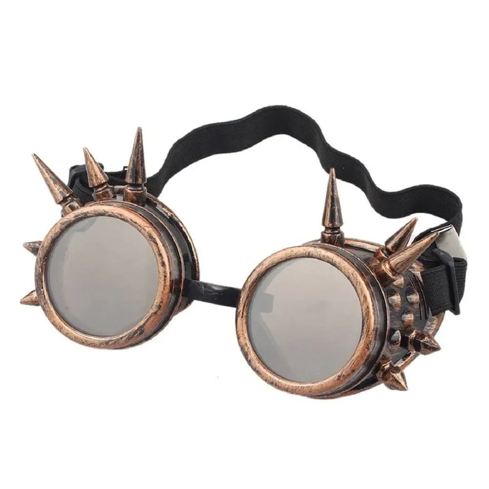 Spiked Retro Vintage Victorian Steampunk Goggles Glasses Welding Punk Cyber Gothic Cosplay Sunglasse