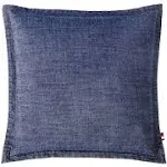 ELEGANT LIFE HOME 100% Cotton Washed Yarn Dyed Denim Euro Sham Cover 26'' x 26'' Throw Pillow Cover (1 pc, Dark Blue)