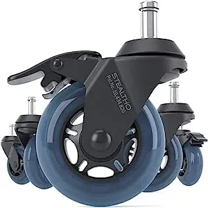 Stealtho Replacement Office Chair Caster Wheels Standard Stem - 7/16", Blue 01112018