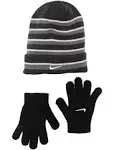 Nike Boy`s Futura Foldover Beanie & Glove 2 Piece Set Black/Heather 8-20