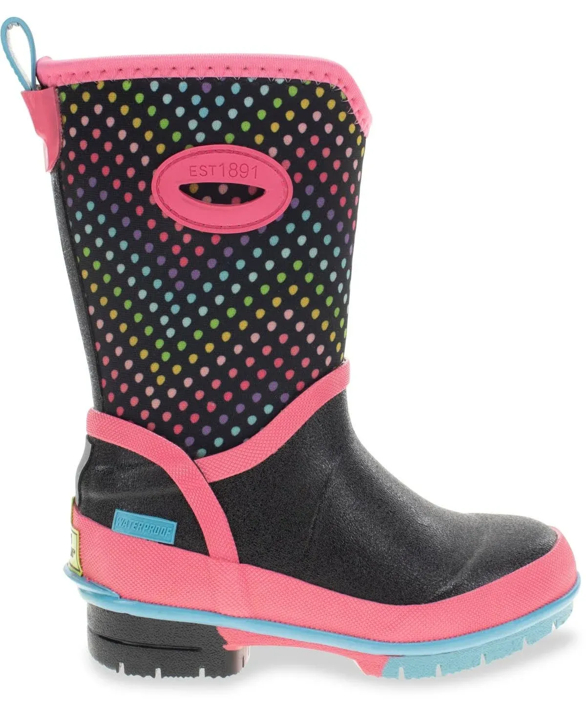 Western Chief Toddler/Youth Girl's Rainbow Wave Neoprene Rain Boot, 3