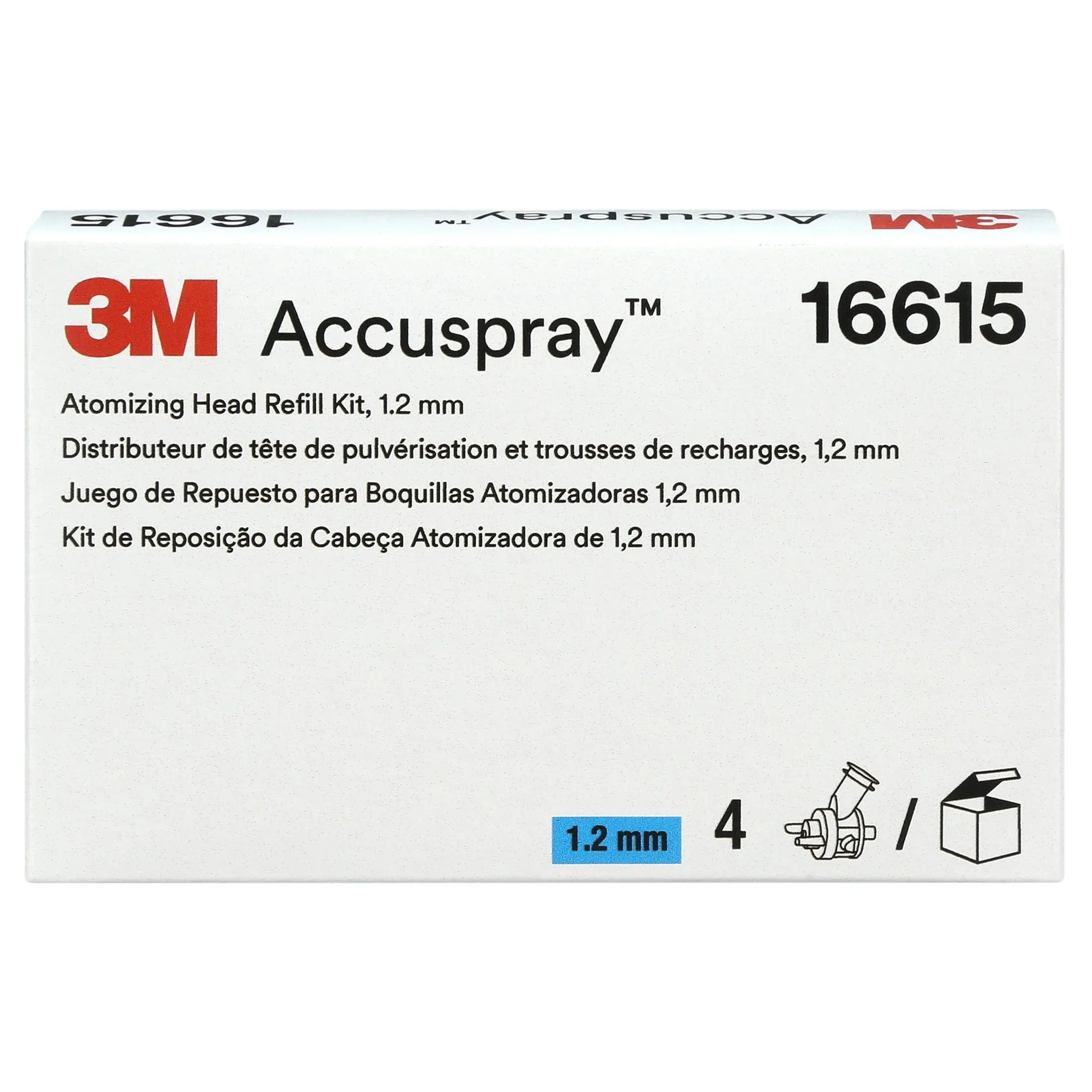 3M Accuspray Atomizing Head, 16615, Blue, 1.2 mm, 4 per kit