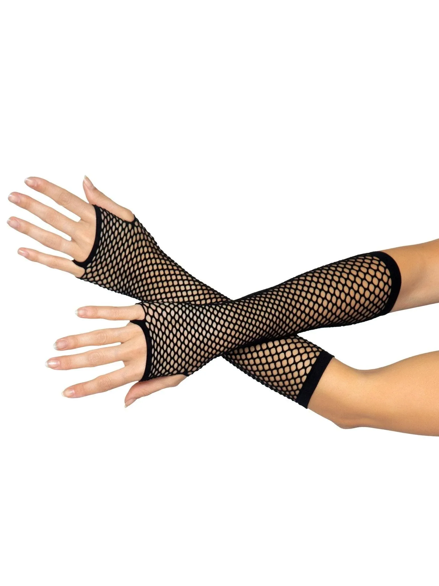 Leg Avenue Triangle Net Fingerless Gloves, O/S, Neon Blue