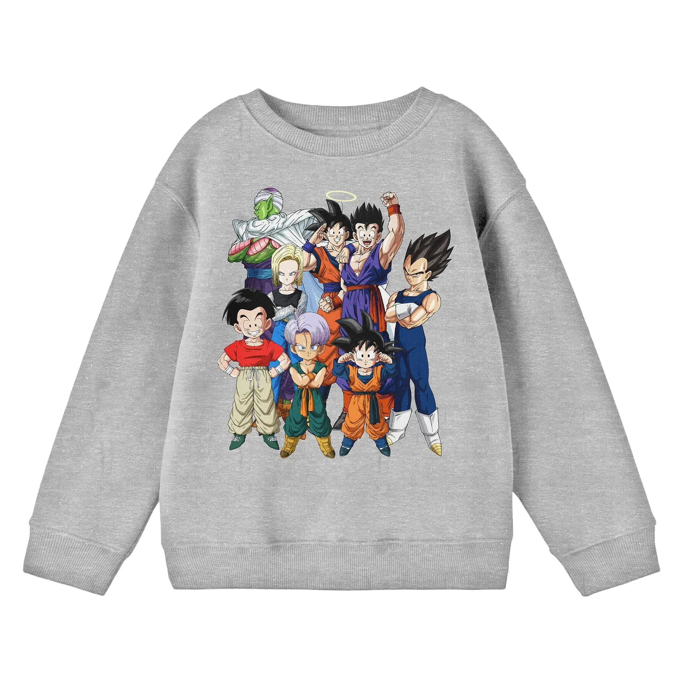 Bioworld Dragon Ball Z Character Group Youth Boy's Athletic Heather Sweatshirt